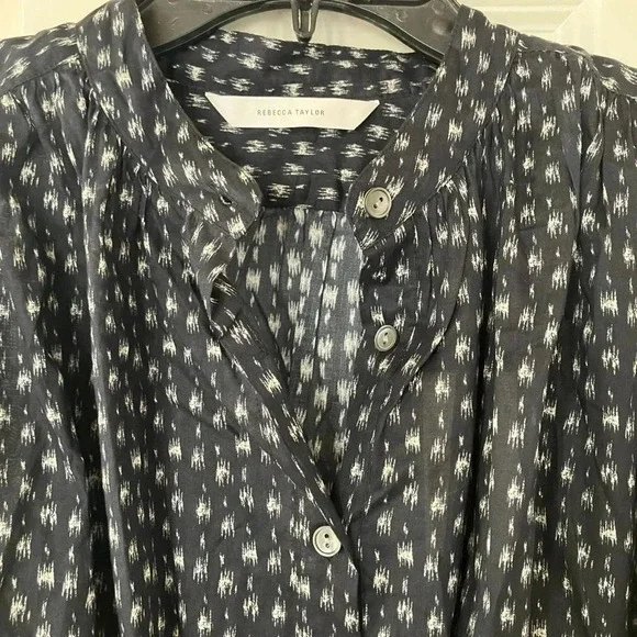 Rebecca Taylor Ikat Print Smocked Cotton Shirred dress Size M NWT - Picture 5 of 8